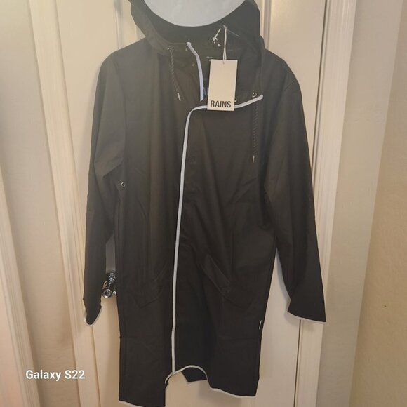 RAINS Black Long Black Jacket Reflective. NWT. Size Various - Picture 5 of 9